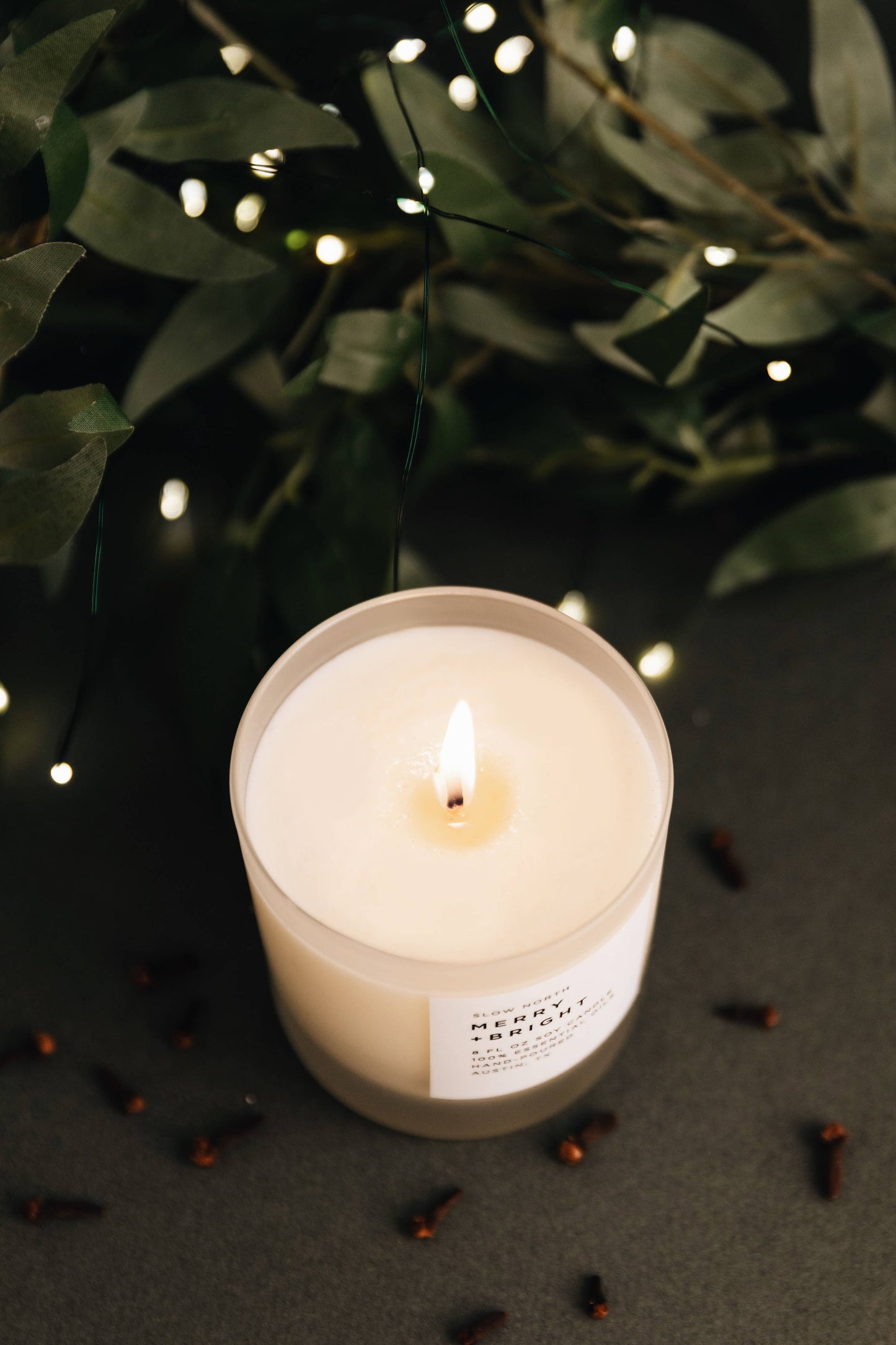 Merry + Bright Frosted Candle (Seasonal)