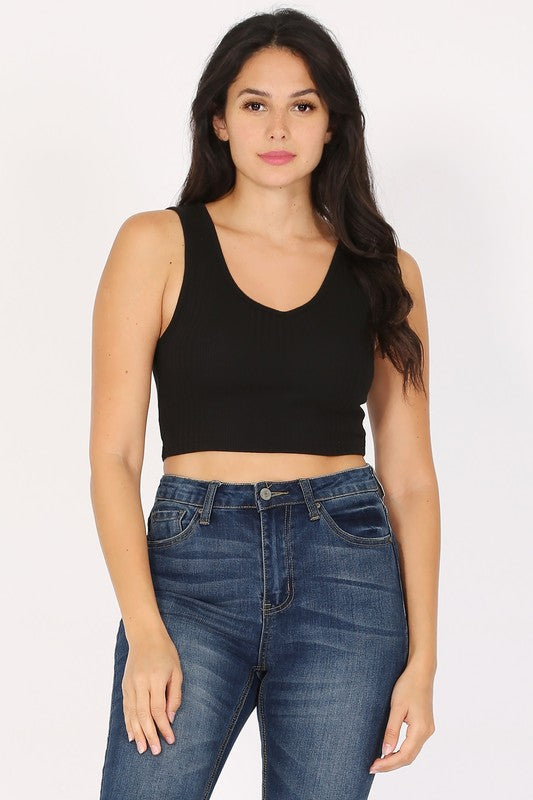 Ribbed V-Neck Tank (4 colors)