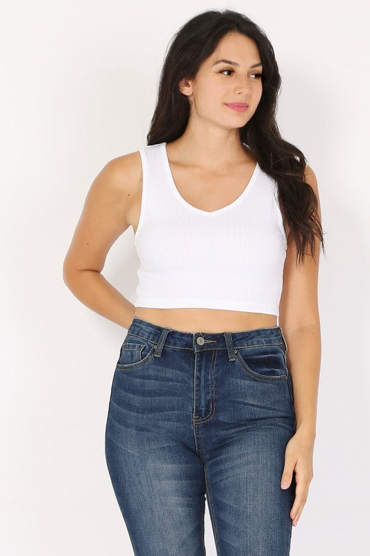 Ribbed V-Neck Tank (4 colors)