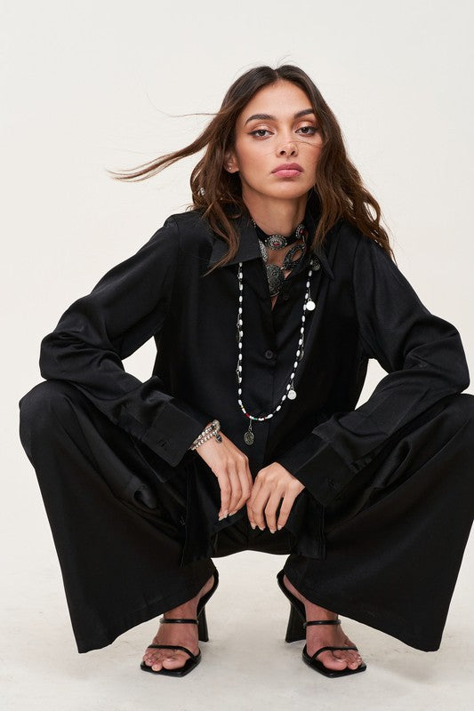 Classic Satin Blouse (black)