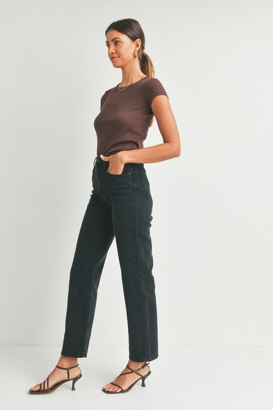 The Dad Straight Leg Jean (High Rise Black)