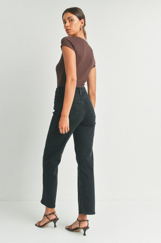 The Dad Straight Leg Jean (High Rise Black)