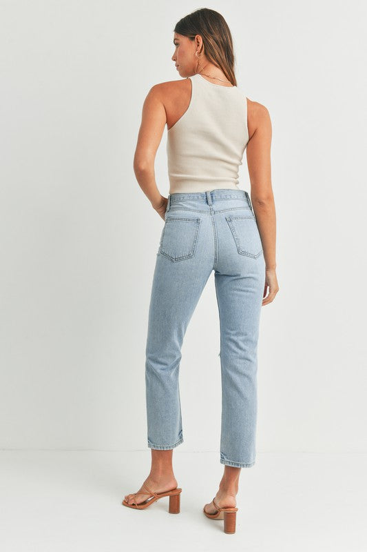 Light Denim Nonstretch Distressed Straight