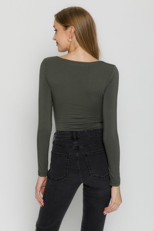 Scoop Neck Bodysuit (gunmetal)