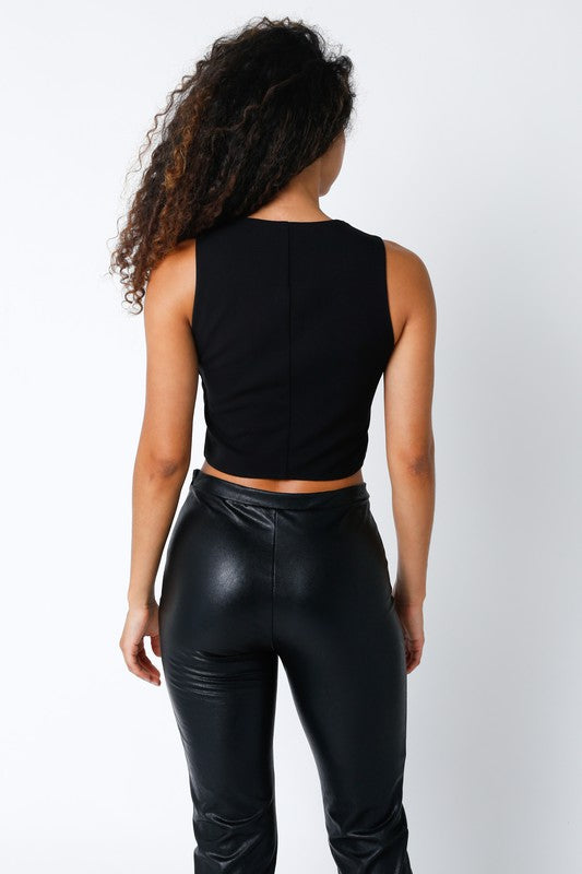 Black Camilla Button Vest