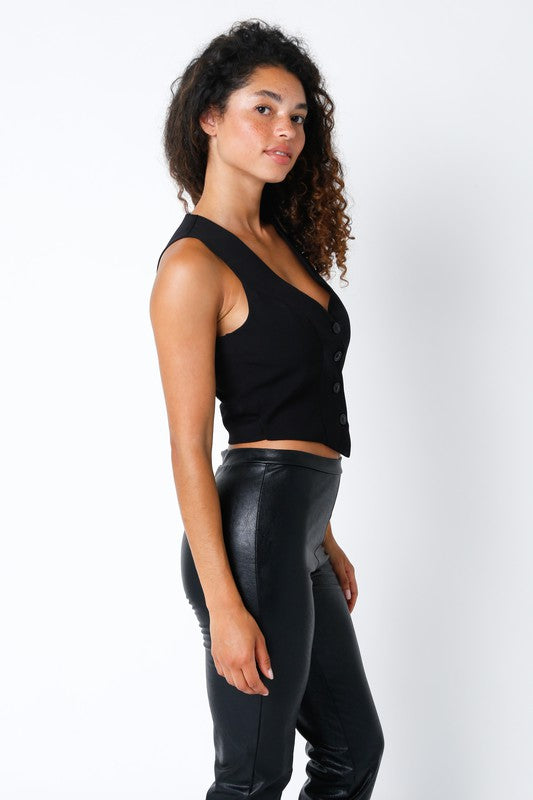 Black Camilla Button Vest