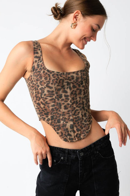 Leopard Bustier Top