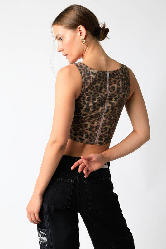 Leopard Bustier Top