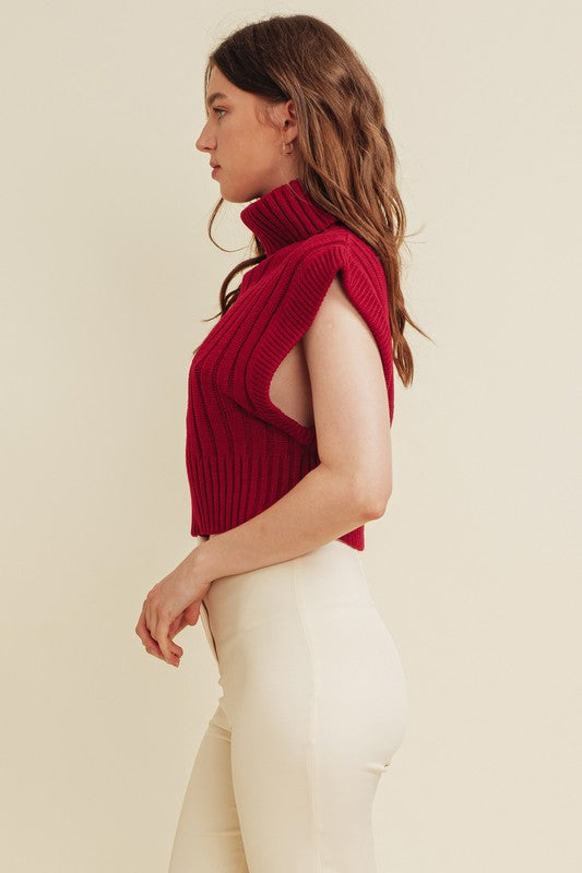 The Brooklyn Cable Sweater Top (maroon)