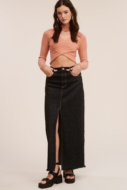 Mendoza Denim Maxi Skirt (black)