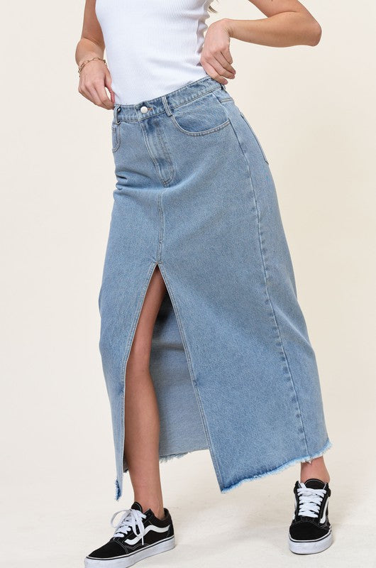 Mendoza Denim Maxi Skirt (medium blue)