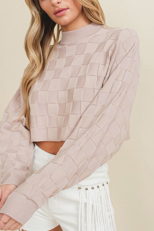 Checkered Woven Sweater