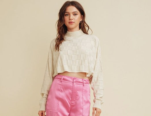 Checkered Woven Sweater