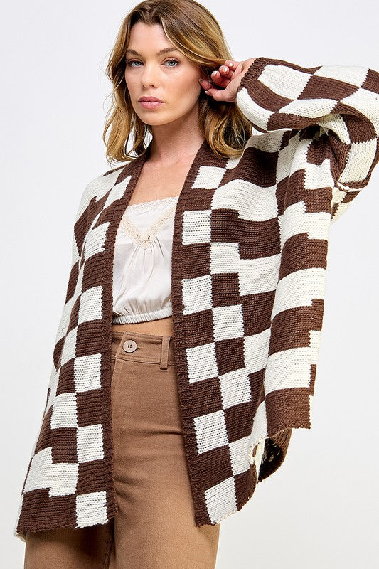 Oversized Checkered Cardigan (4 colors)