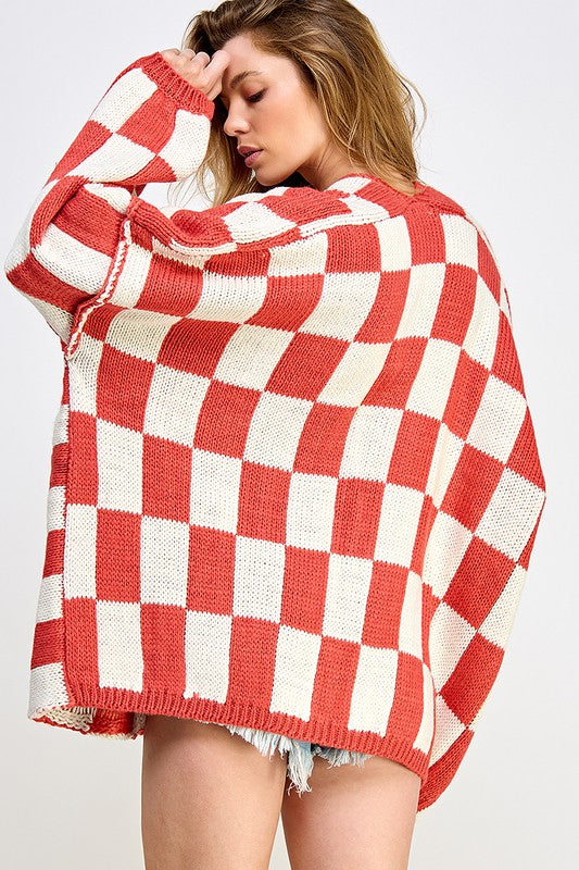 Oversized Checkered Cardigan (4 colors)