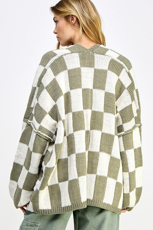 Oversized Checkered Cardigan (4 colors)
