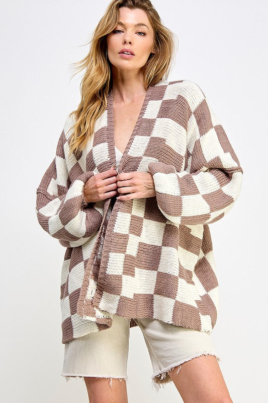 Oversized Checkered Cardigan (4 colors)
