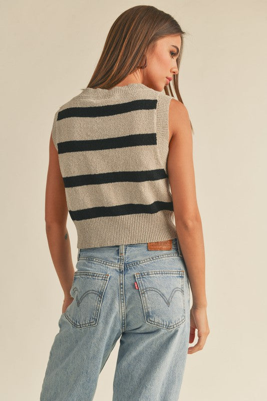 Stone Striped Sweater Vest