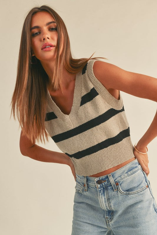 Stone Striped Sweater Vest