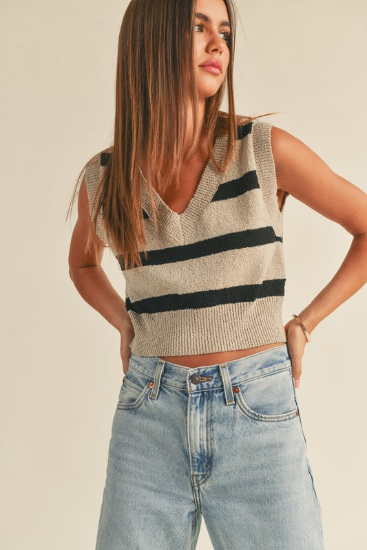 Stone Striped Sweater Vest