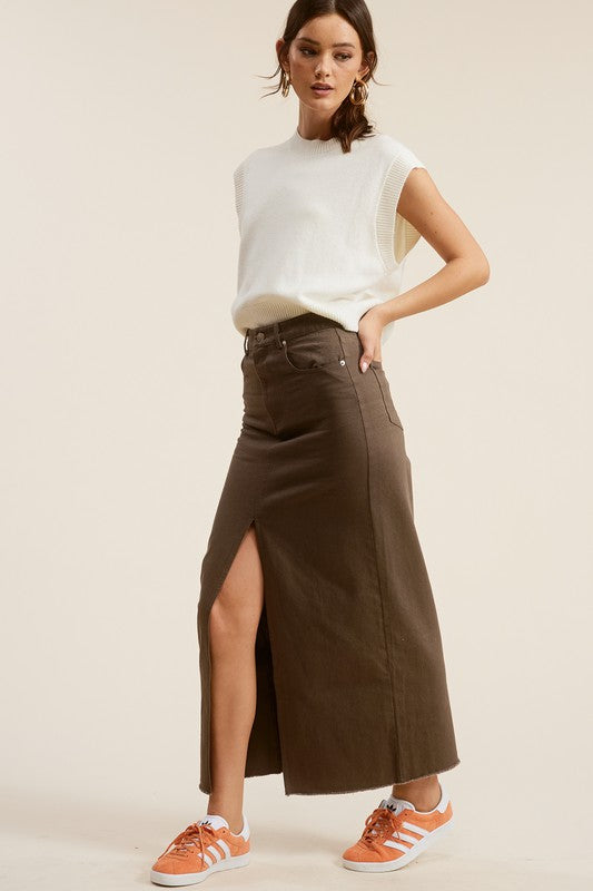 Leo Denim Maxi Skirt (chocolate)