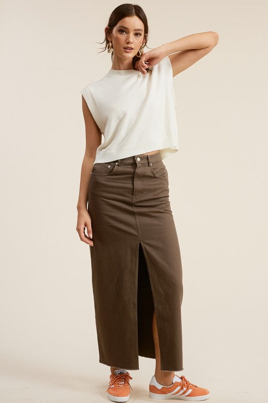 Leo Denim Maxi Skirt (chocolate)
