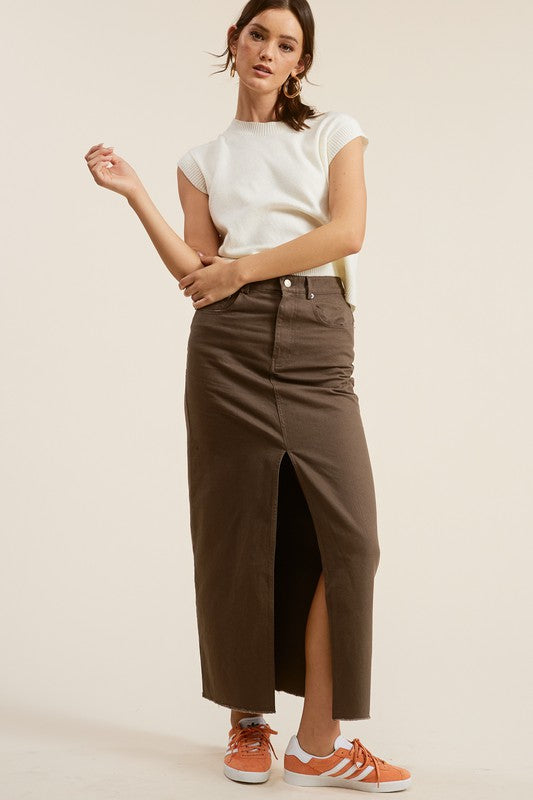 Leo Denim Maxi Skirt (chocolate)