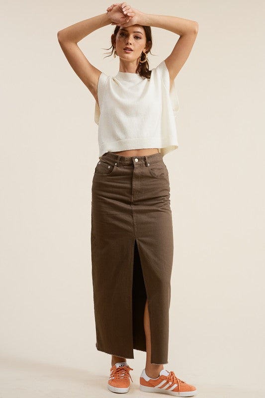 Leo Denim Maxi Skirt (chocolate)