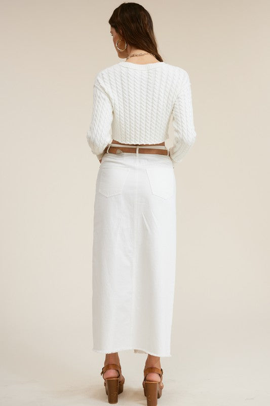 Leo Denim Maxi Skirt (white)