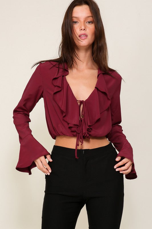 Burgundy Flounce top