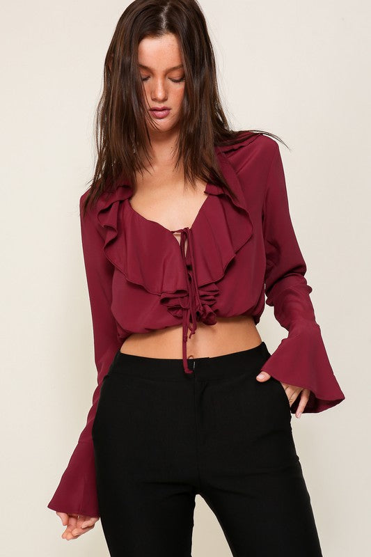 Burgundy Flounce top