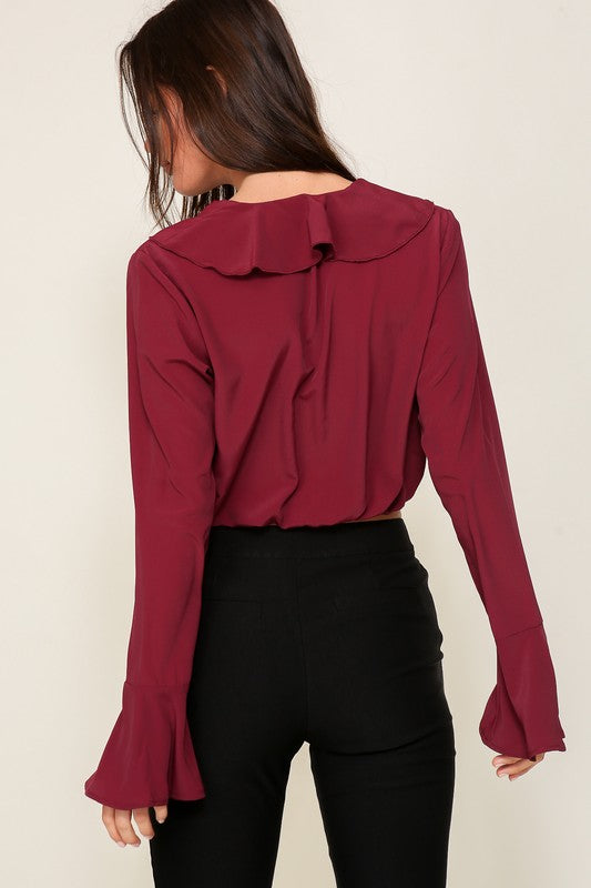 Burgundy Flounce top