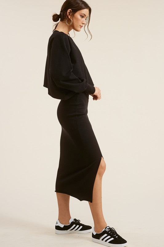 BEST SELLER The Chloe Set Midi Skirt (black)
