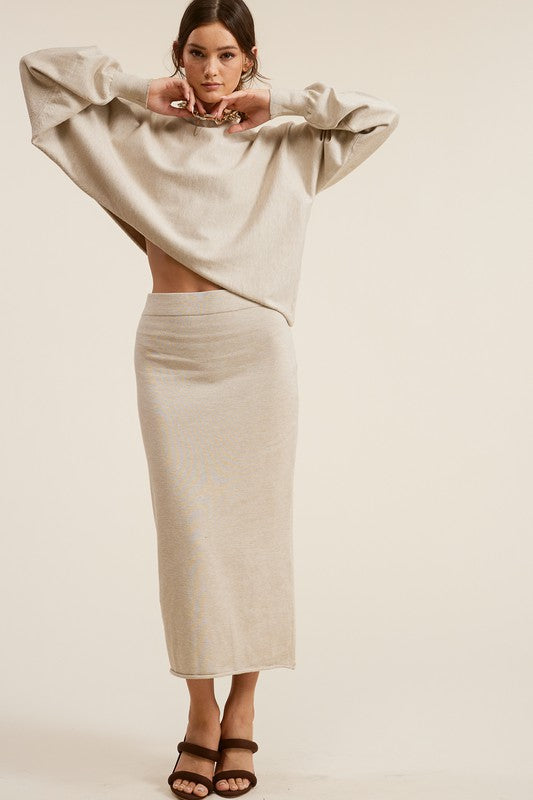 The Chloe Set Midi Skirt (beige)