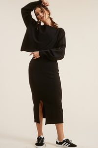 BEST SELLER The Chloe Set Midi Skirt (black) - GEORGE-MARY'S