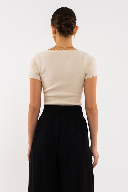 Scalloped Edge Baby Tee (oatmeal)