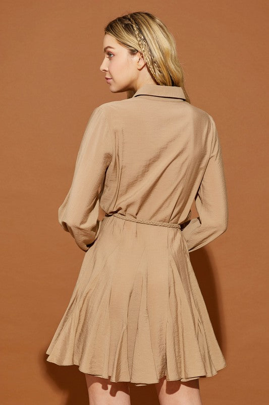 Khaki Belted Dress