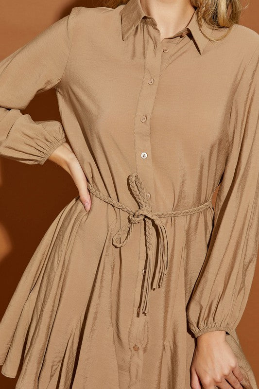 Khaki Belted Dress