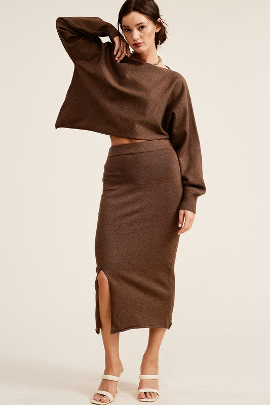BEST SELLER The Chloe Set Midi Skirt (chocolate)