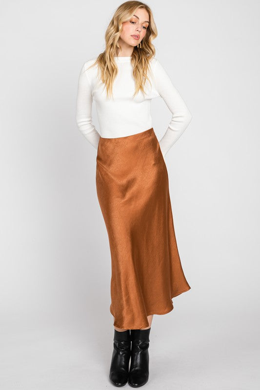 Camel Satin Skirt