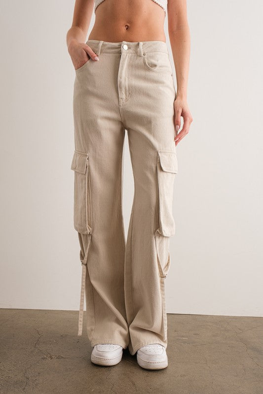 Stone Low Rise Cargo Pants