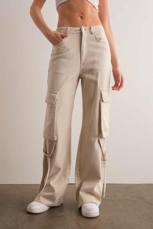 Stone Low Rise Cargo Pants