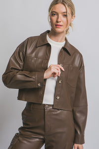 Cropped Leather Jacket (brown)