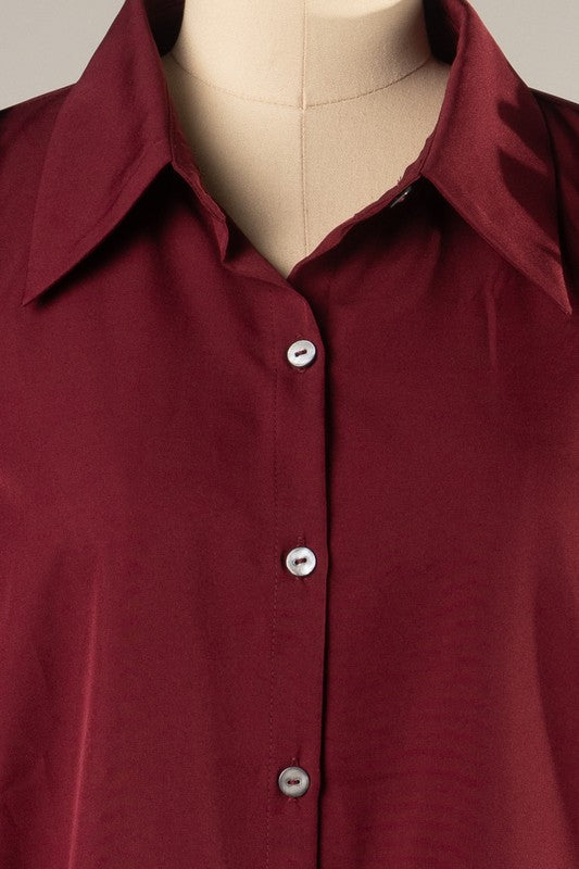 Maroon Bubble Sleeve Top