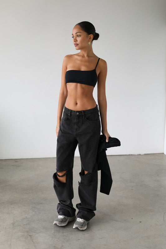 Black Distressed Skater Jeans