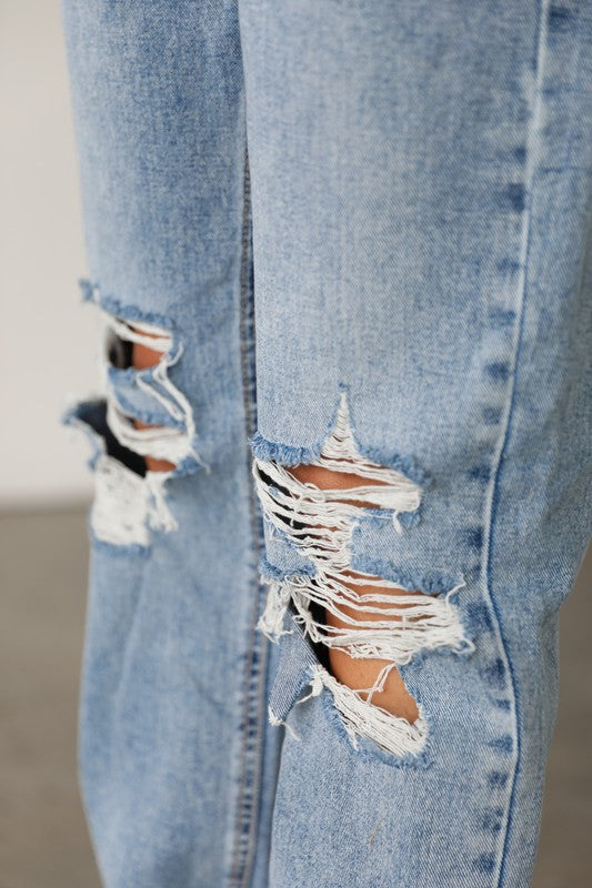 Distressed Straight Leg Jeans (medium)