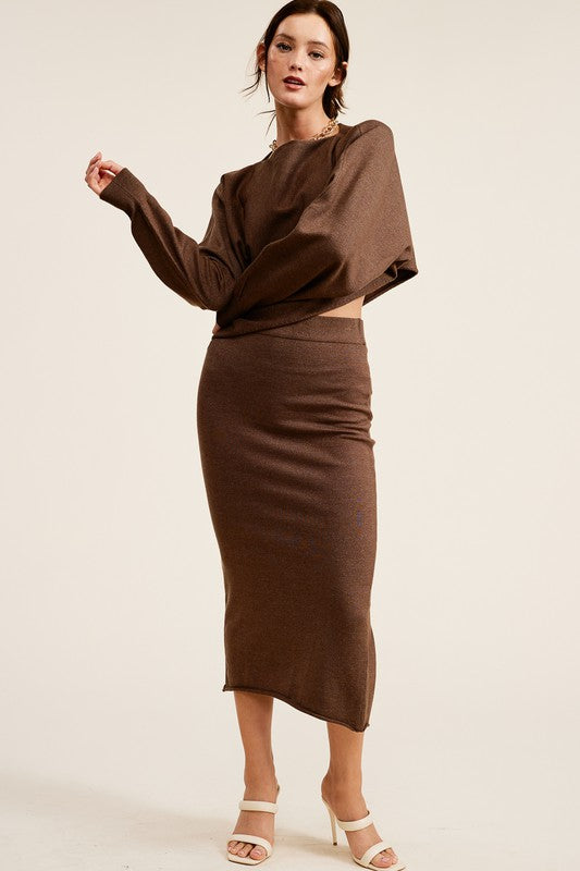 BEST SELLER The Chloe Set Midi Skirt (chocolate)