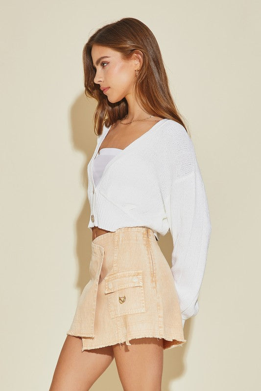 White Cropped Cardigan