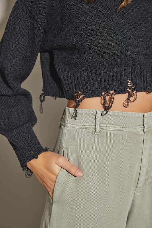 Distressed Black Sweater