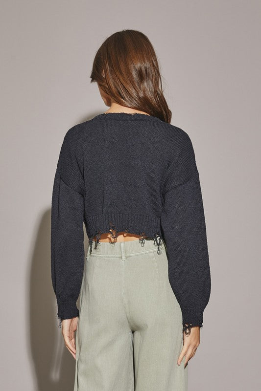 Distressed Black Sweater